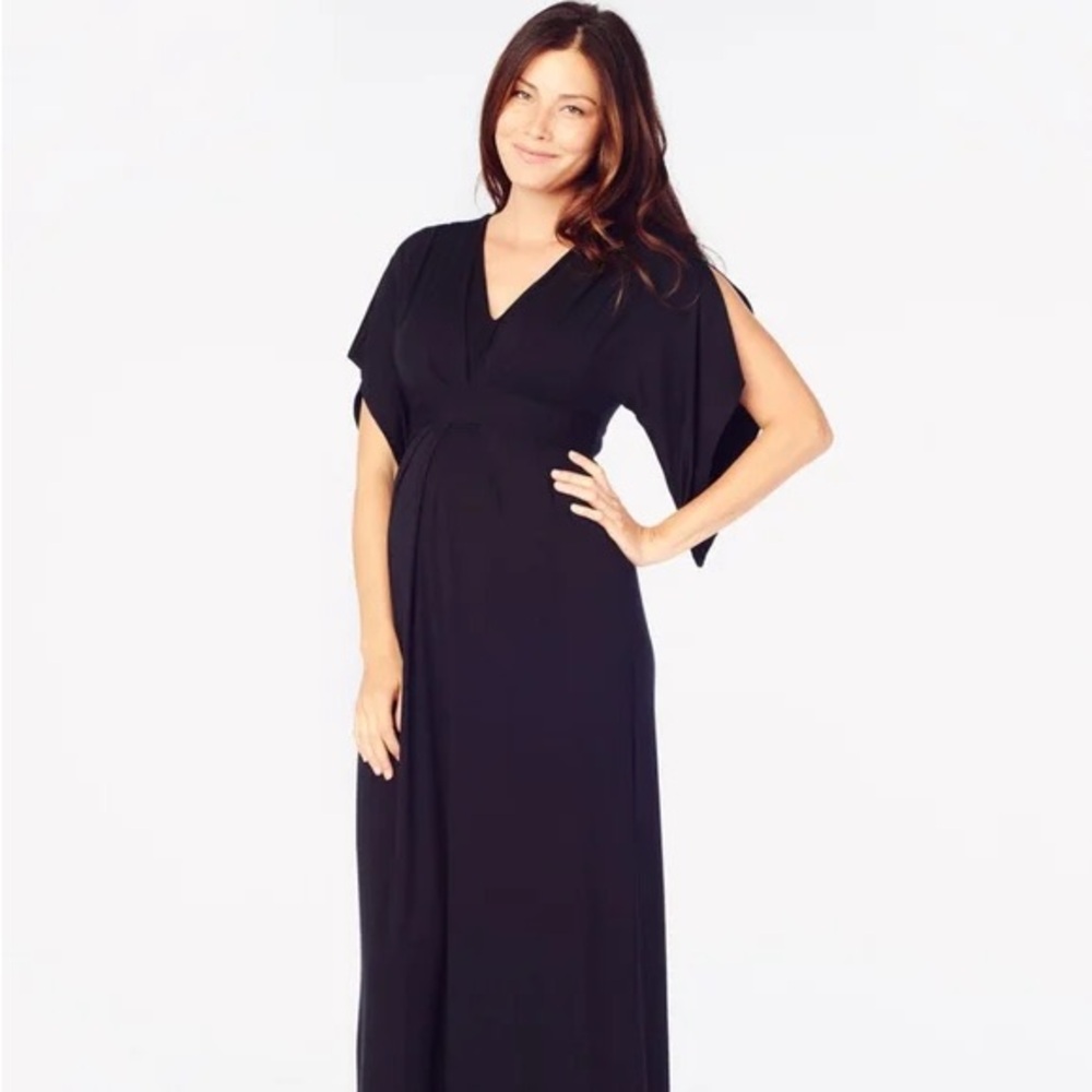 Ingrid & Isabel black kimono maternity maxi dress